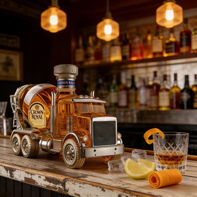 Vintage Collectible Liquor Bottles - Vintage Truck Design Glass Whiskey Decanter,