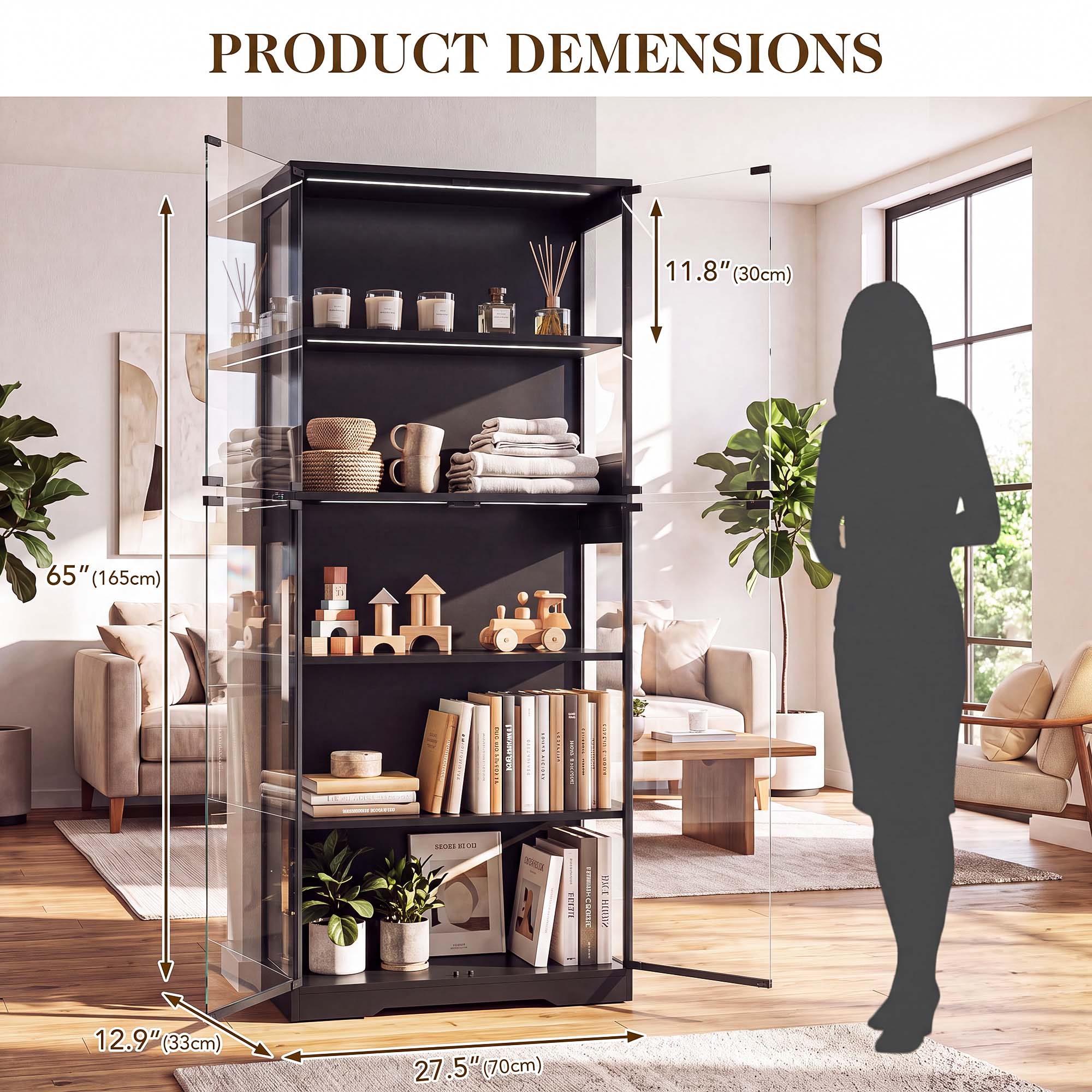 TCGBKAF 5‑Tier Display Cabinet - Collectible & Vintage Dolls For Halloween review and price