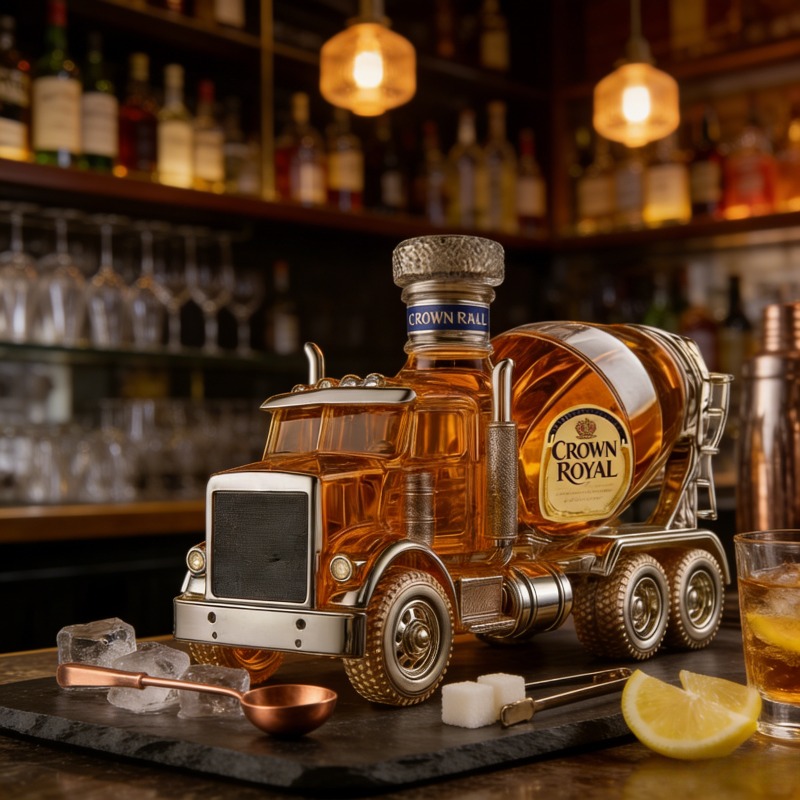 Vintage Truck Design Glass Whi - Vintage Collectible Liquor Bottles review and price
