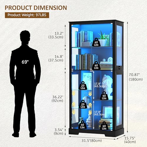 71” Glass Display Cabinet with - Collectible & Vintage Dolls For Halloween review and price